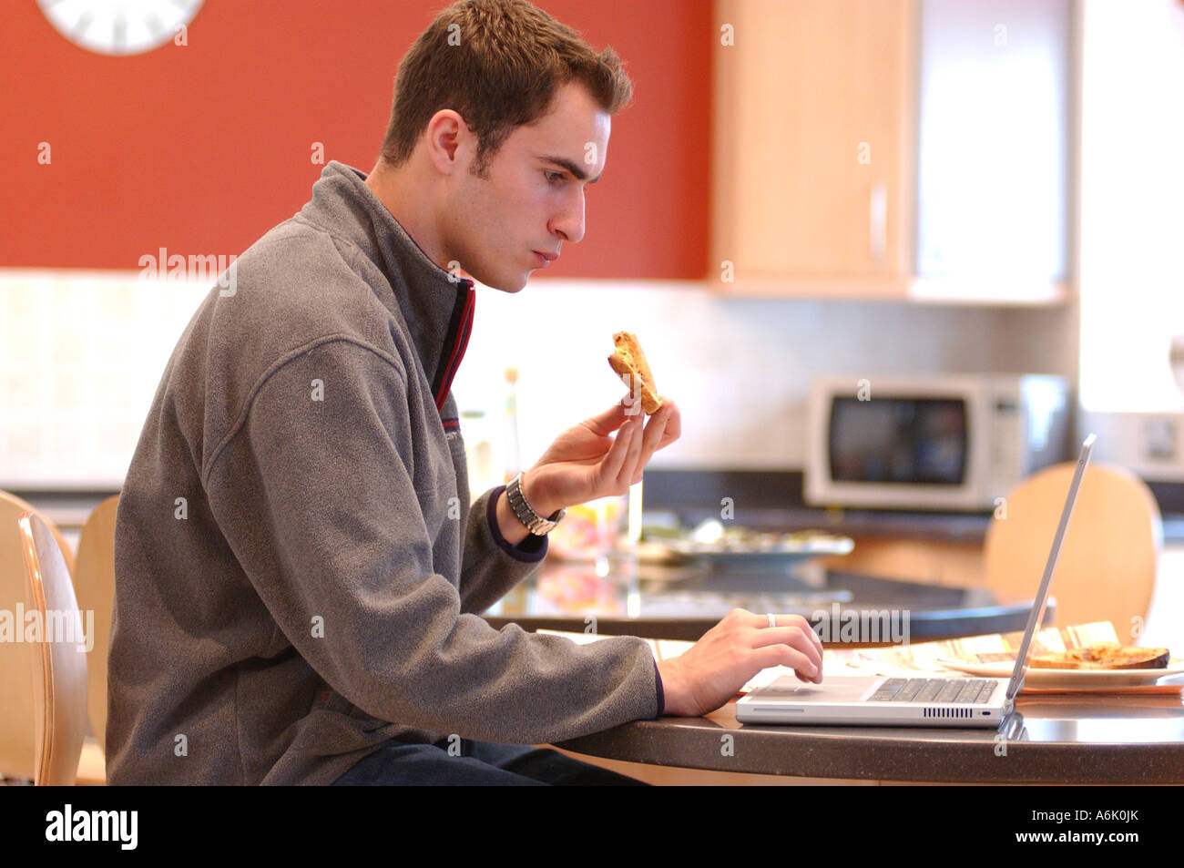 Young British business graduate working from home on Laptop looking for