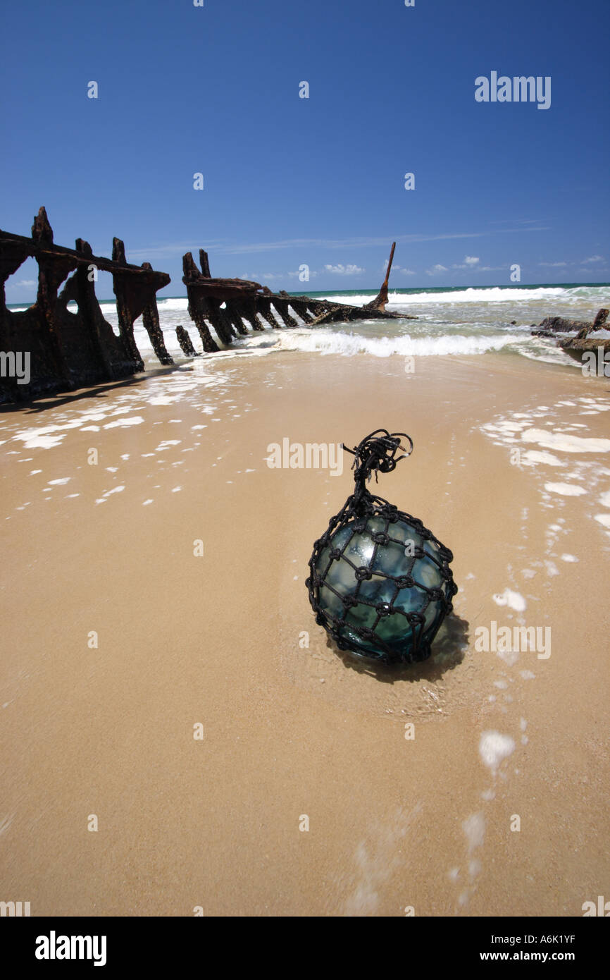 GLASS FLOAT AND SHIPWRECK SUNSHINE COAST QUEENSLAND AUSTRALIA VERTICAL