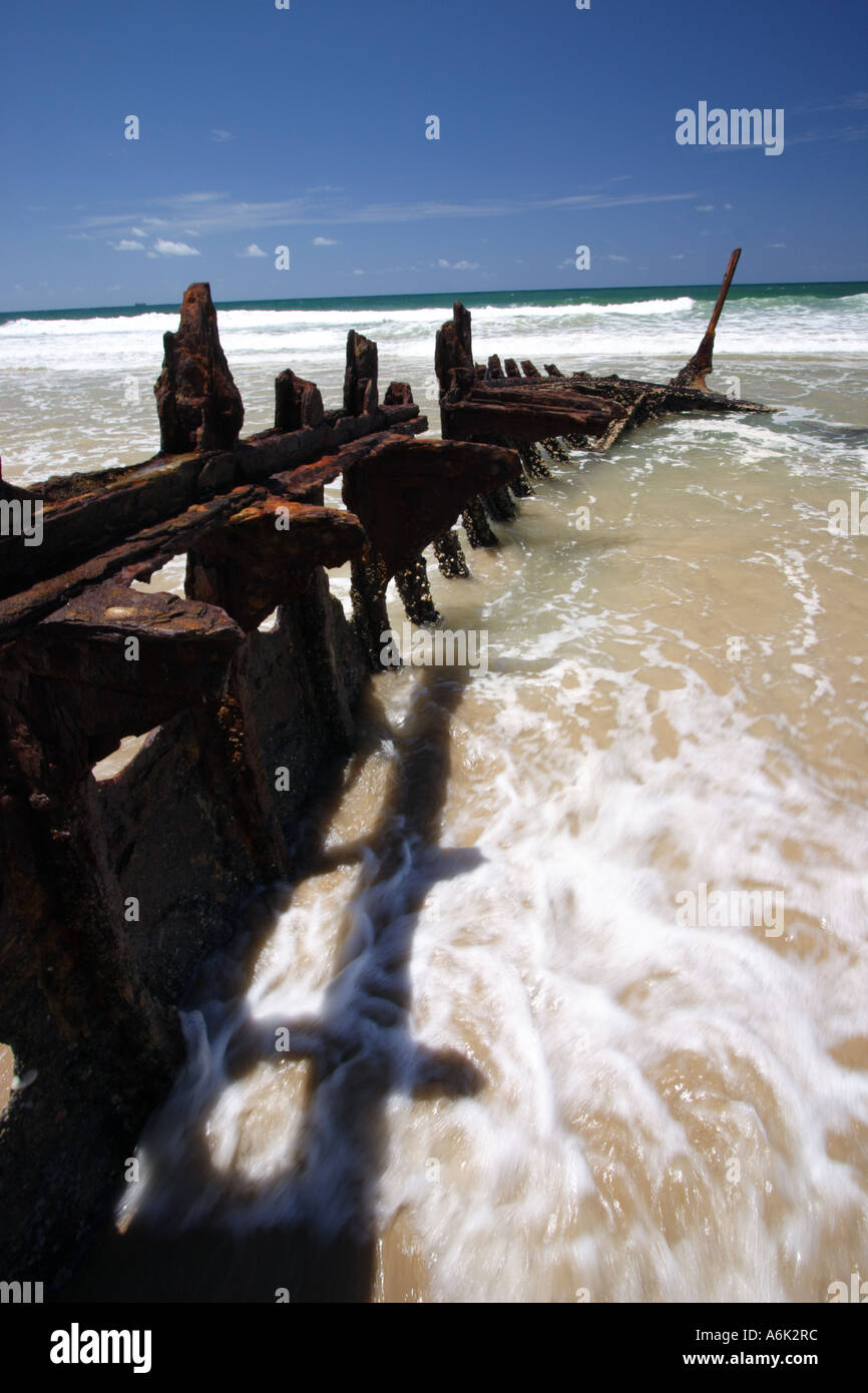 WRECK OF THE SS DICKY SUNSHINE COAST QUEENSLAND AUSTRALIA  VERTICAL BAPDB5889 Stock Photo