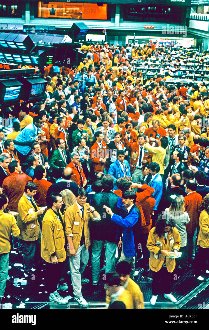 Chicago IL USA 'Chicago Options Exchange' Stockbrokers Working on Trading on Floor 'CME Group' Business Stock Exchange crowd above Stock Photo