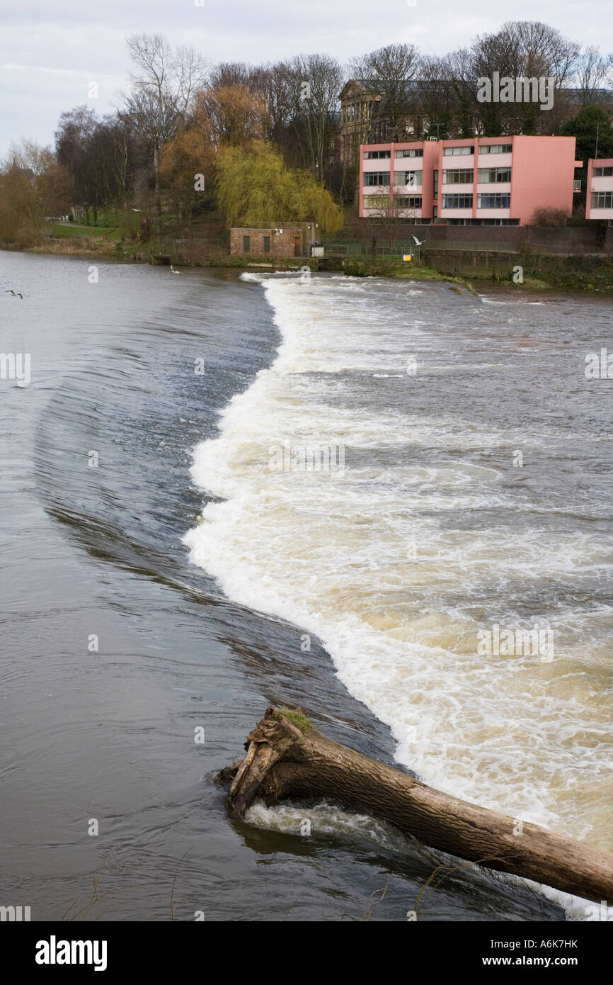River Dee weir and salmon leap Chester Stock Photo Alamy