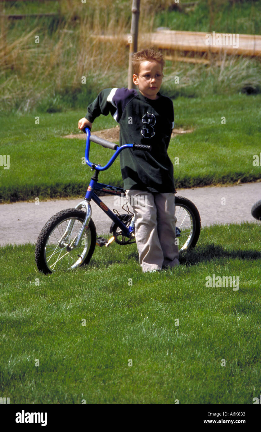 Boy and his bike Stock Photo Alamy
