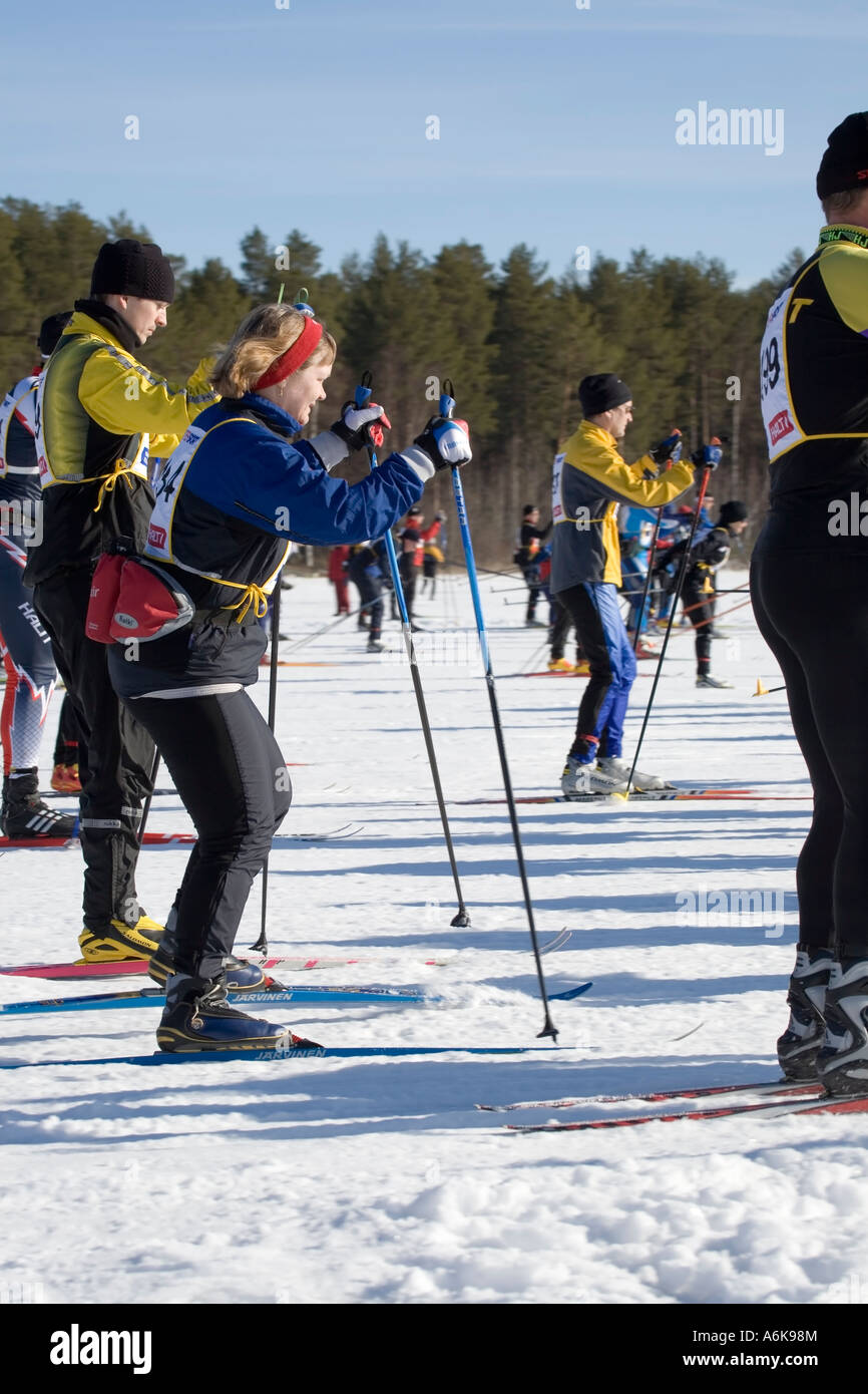 cross country skiing competition, Vuokatti Sotkamo Finland Stock Photo