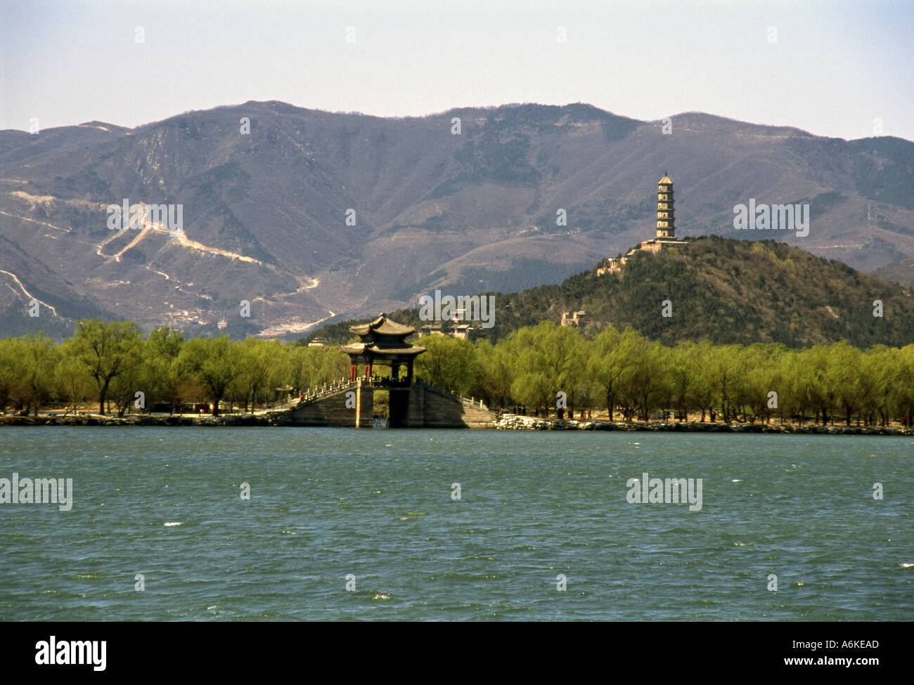 Kunming Lake Jade Spring Hill with Jade Peak Pagoda Summer Palace UNESCO World Heritage Site Beijing Peking China Asia Stock Photo