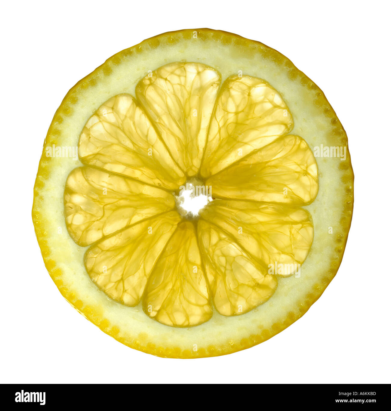 Single slice of lemon (close-up) Stock Photo