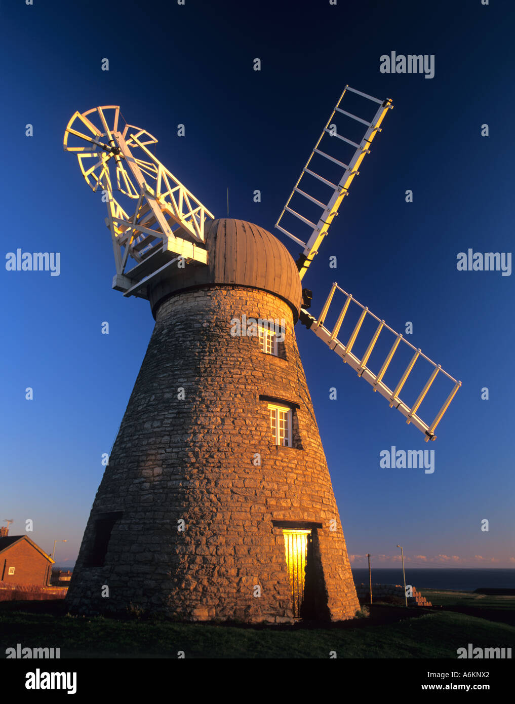 Whitburn Mill or windmill on South Tyneside Tyne & Wear Stock Photo Alamy