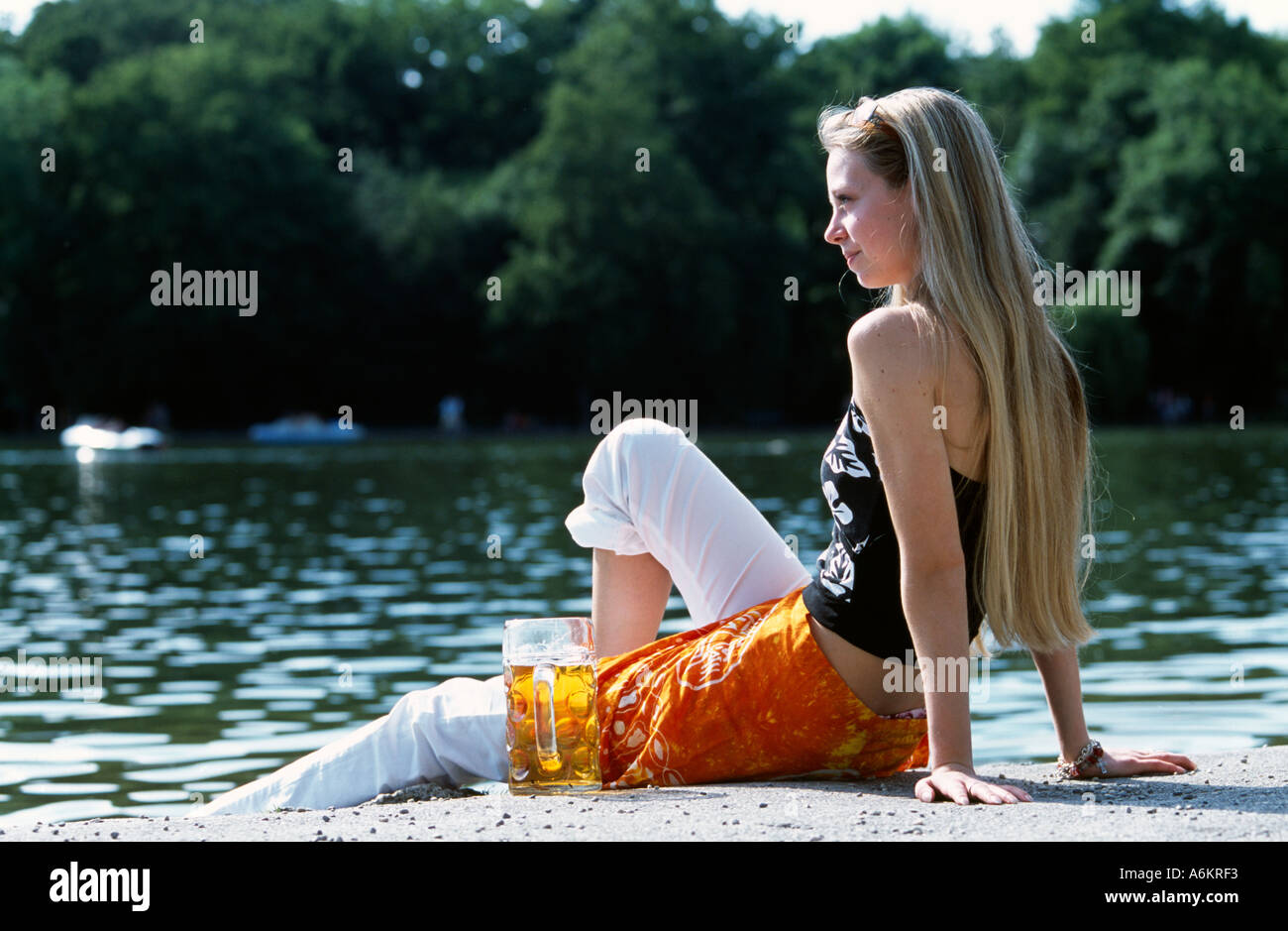 English Garden Munich Germany Stock Photo Alamy