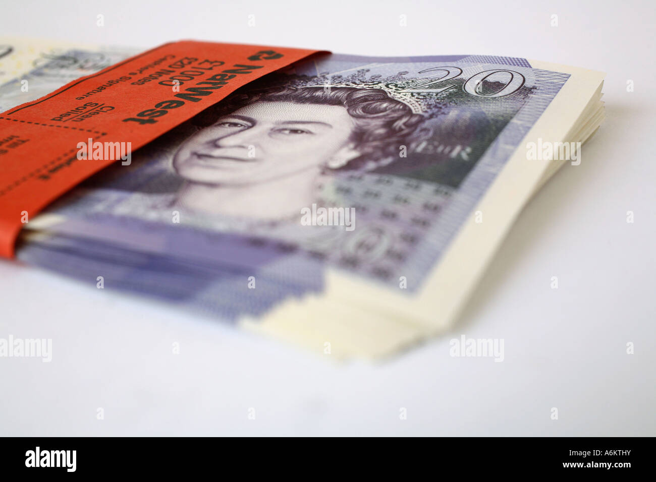 Bundles of the new Bank of England Twenty Pound note, 2007 Stock Photo