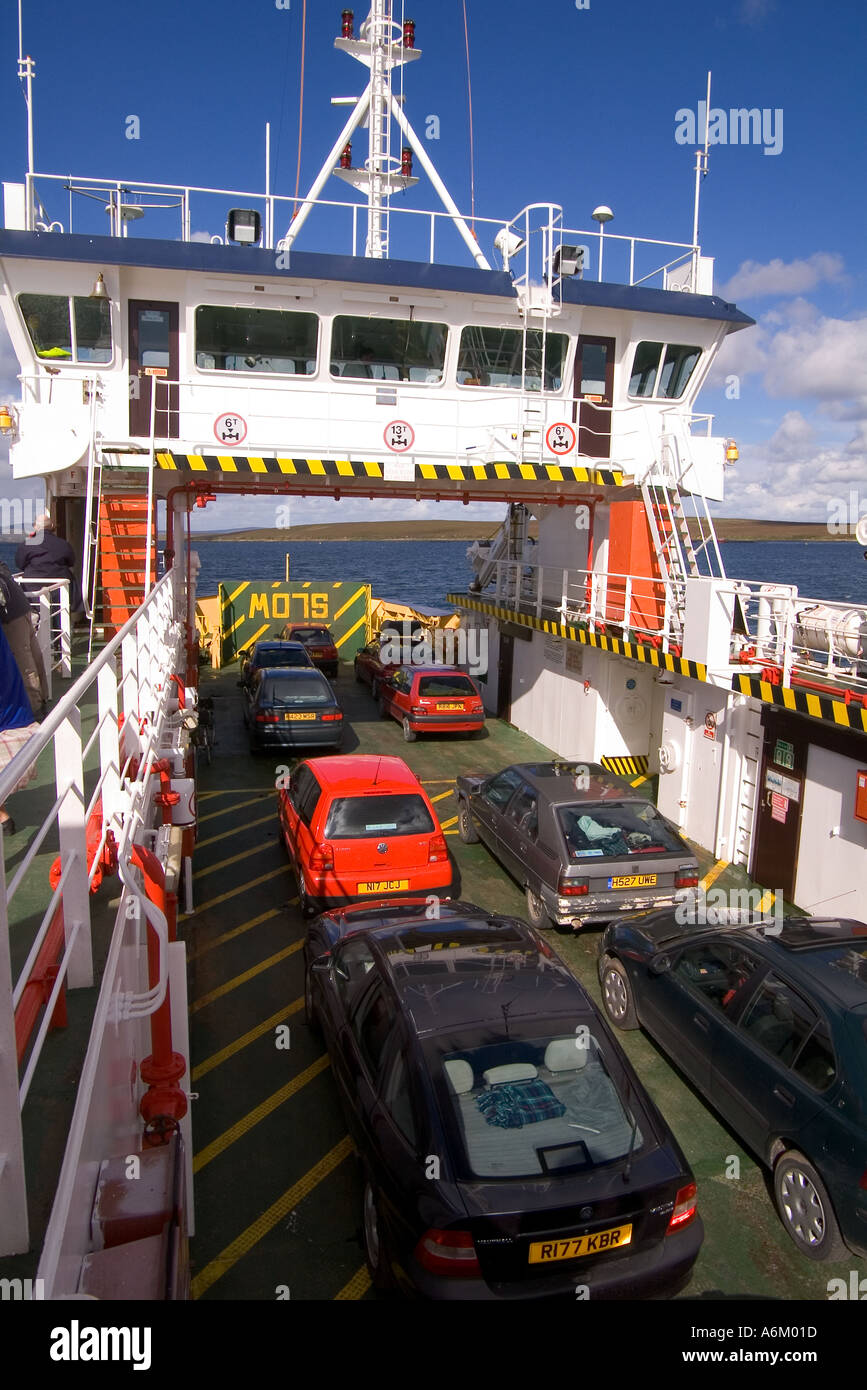 dh Hoy Head ORKNEY FERRIES UK Cars car deck bridge sailing Lyness Houton route Scapa Flow travel sea transport boat ferry Stock Photo