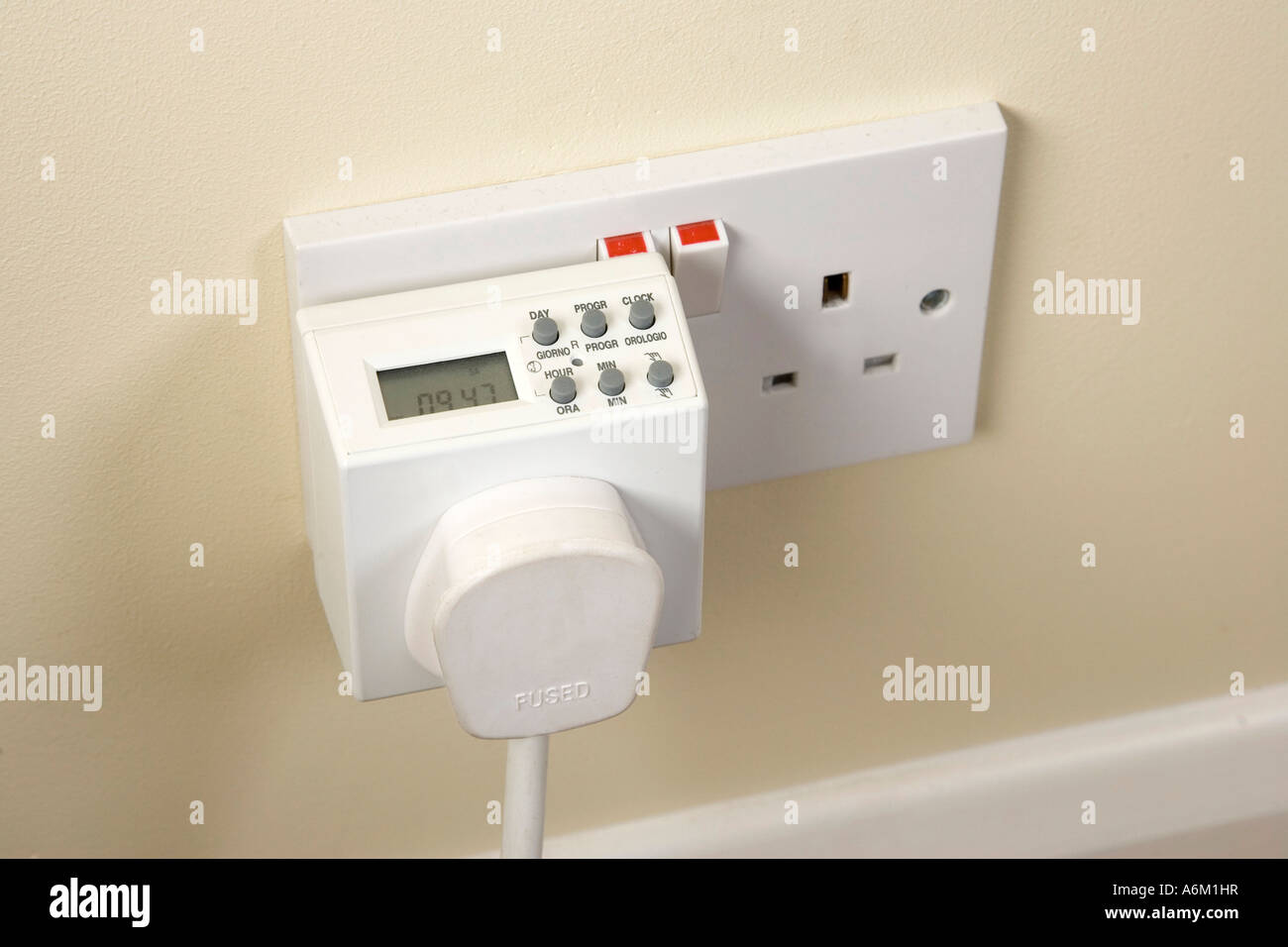 digital mains appliance timer adapter plug / socket Stock Photo