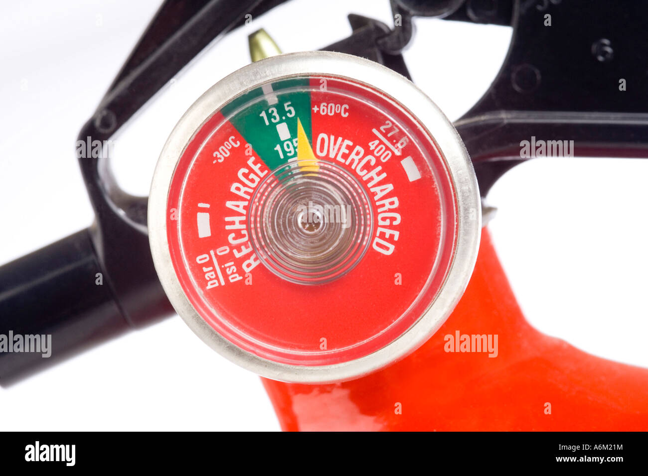 pressure gauge on fire extinguisher Stock Photo - Alamy