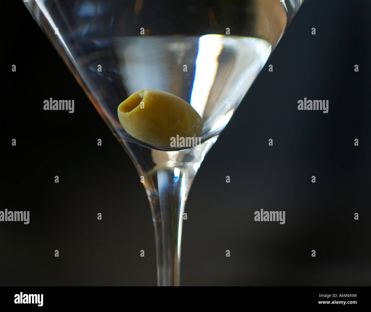 gin or Vodka martini with an olive Stock Photo Alamy