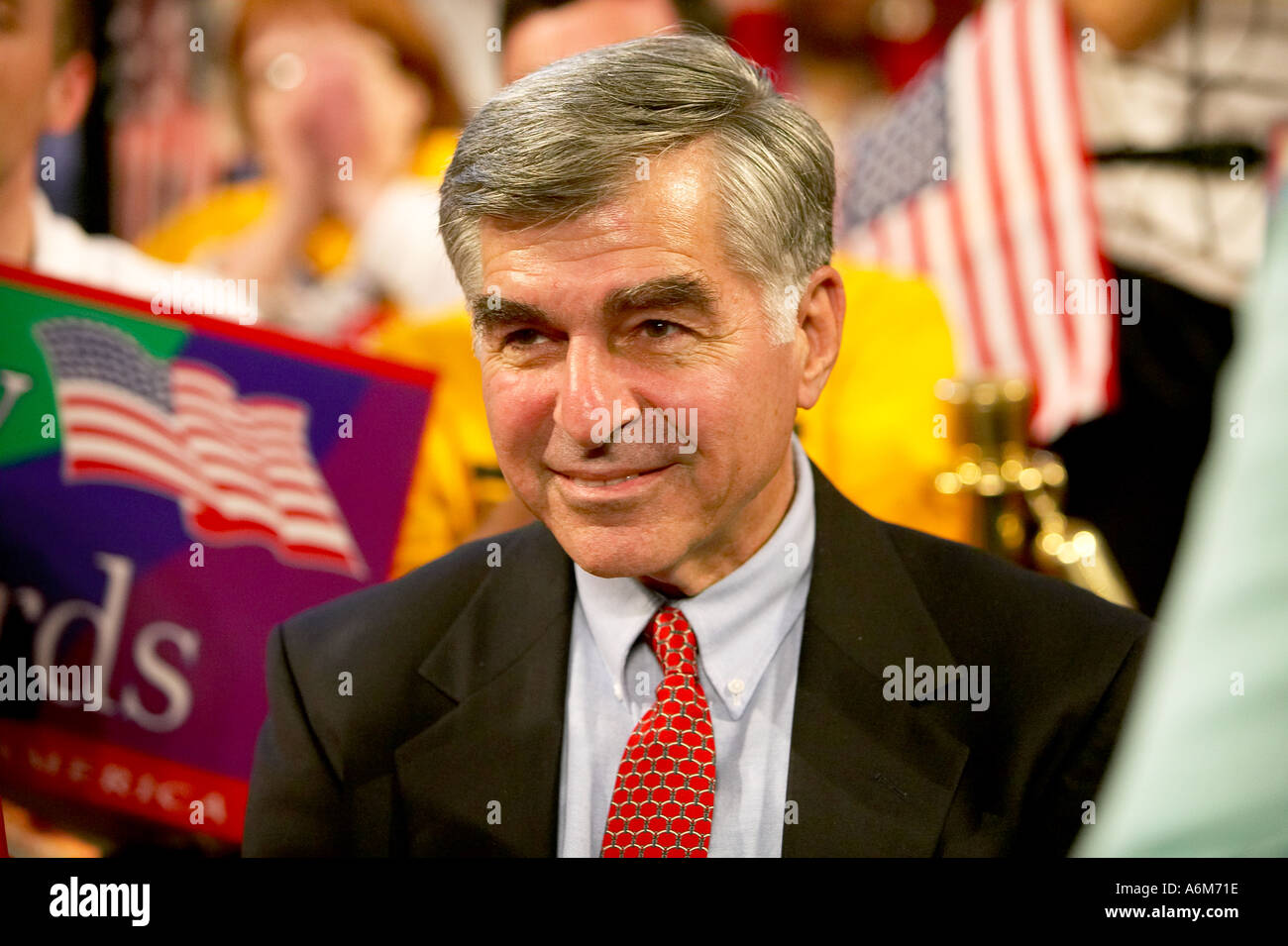2004 Democratic Convention at the Boston Fleet Center Michael Dukakis on the floor of the 2004 Democratic Convention  Stock Photo
