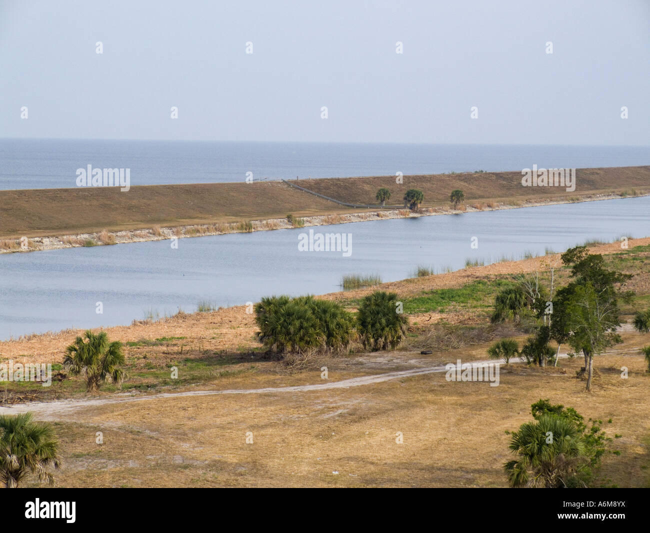 Lake Okeechobee rim canal Herbert Hoover Dike Stock Photo Alamy