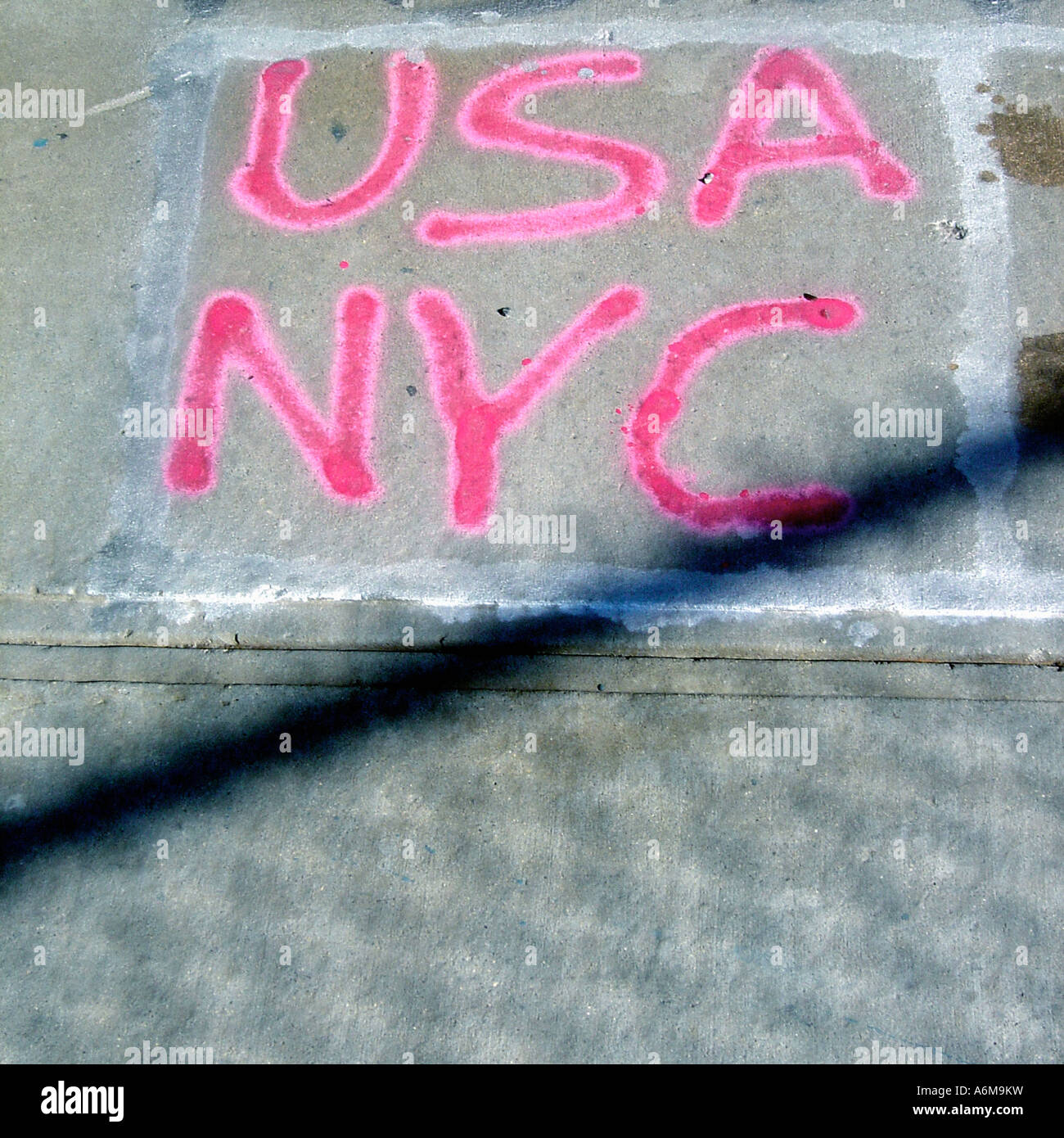 USA NYC Graffiti in Pink Spray Paint New York City USA Copy Space Stock