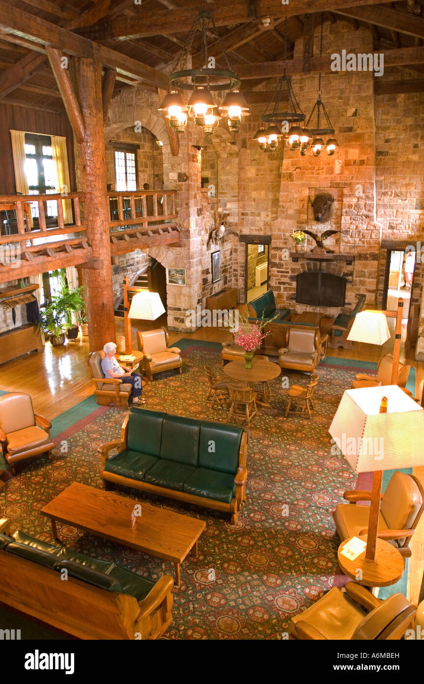 Lobby of the Giant City Lodge in Giant City State Park ...