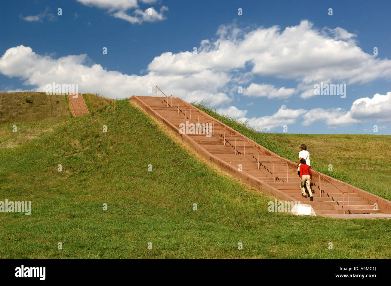 Monks Mound at Cahokia Mounds State Historic Site Collinsville IL Stock Photo