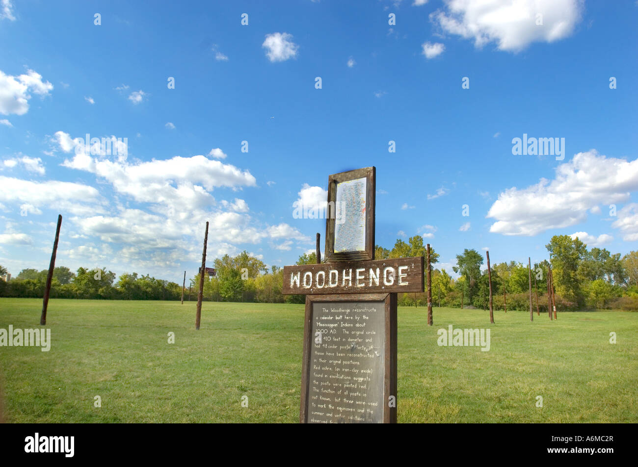 Sign for Cahokia Mounds State Historic Site, Collinsville IL Stock Photo