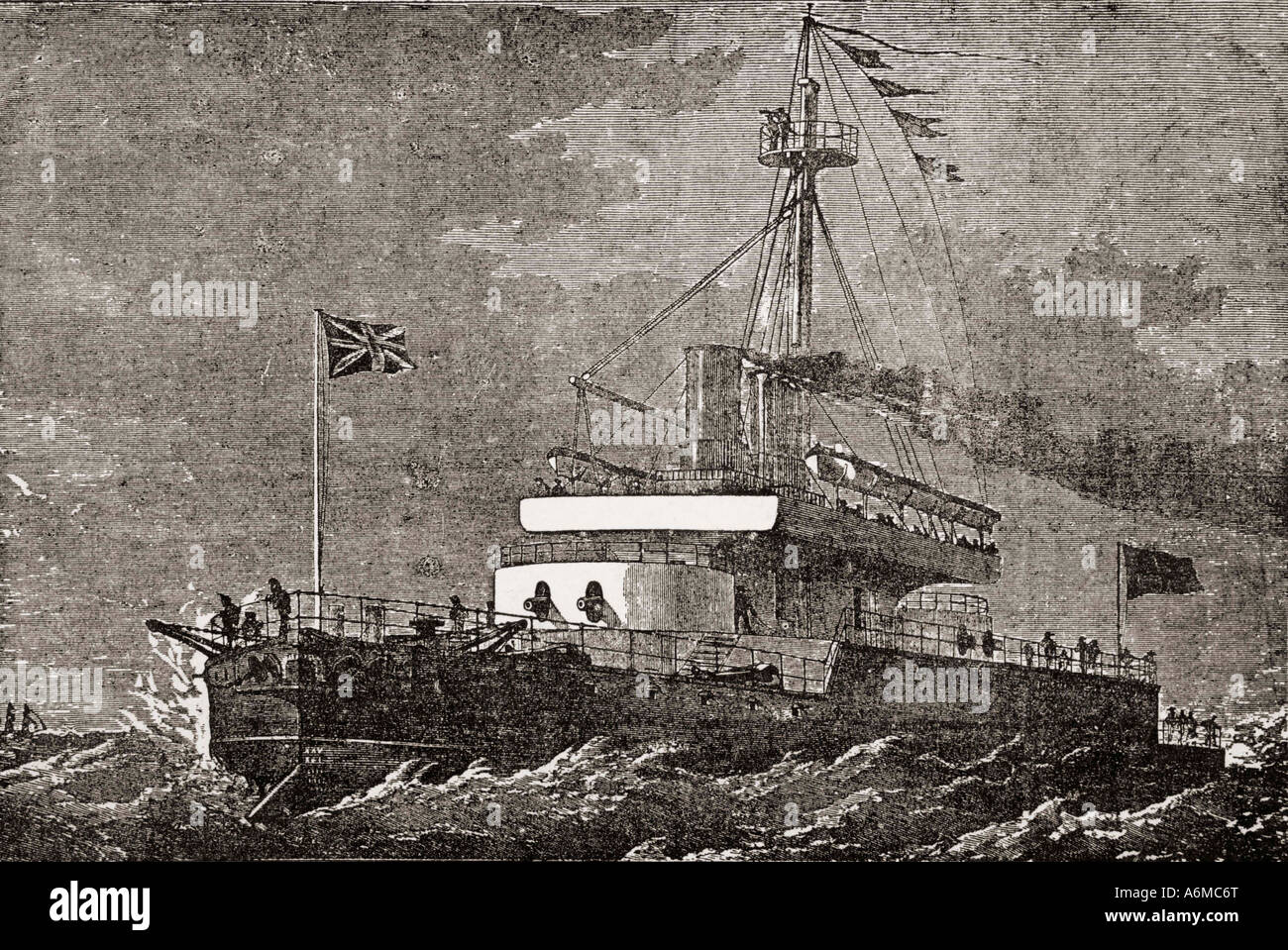 HMS Devastation at the Queen's Jubilee Naval Review in 1887 Stock Photo