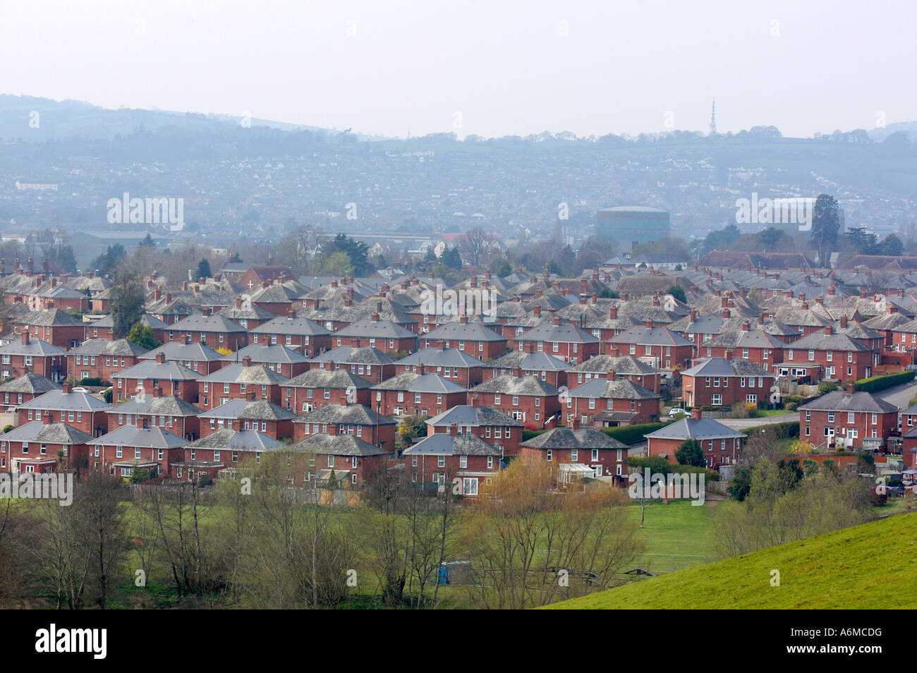 GV of Exeter housing Stock Photo Alamy