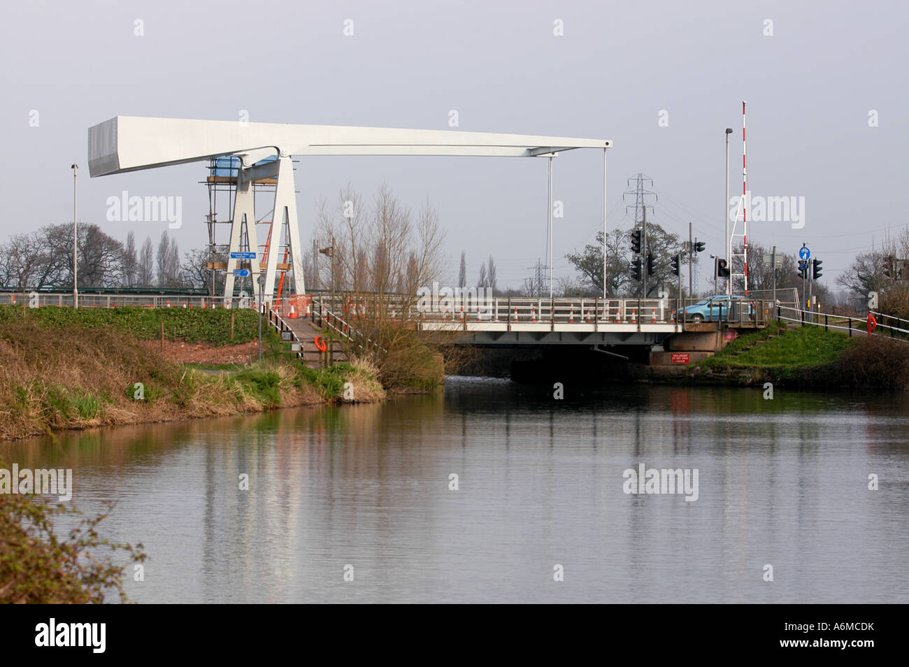 swing bridge taking A30 over Exeter Canal Stock Photo - Alamy