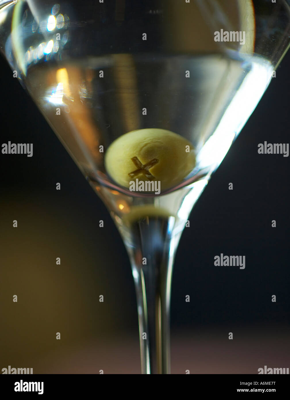 gin or Vodka martini with an olive Stock Photo Alamy