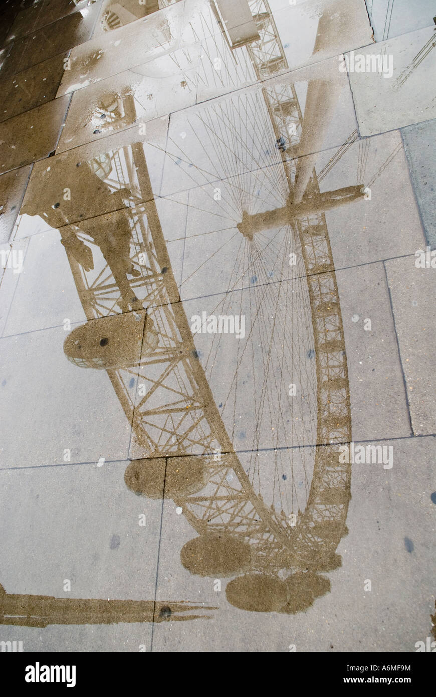 London Eye reflected in puddle Stock Photo