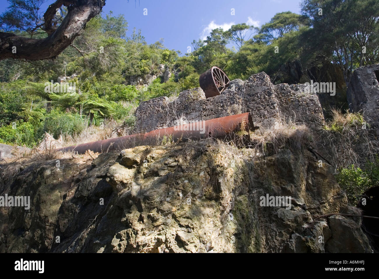 Old gold mining workings Karangahake Gorge near Paeroa New Zealand Stock Photo
