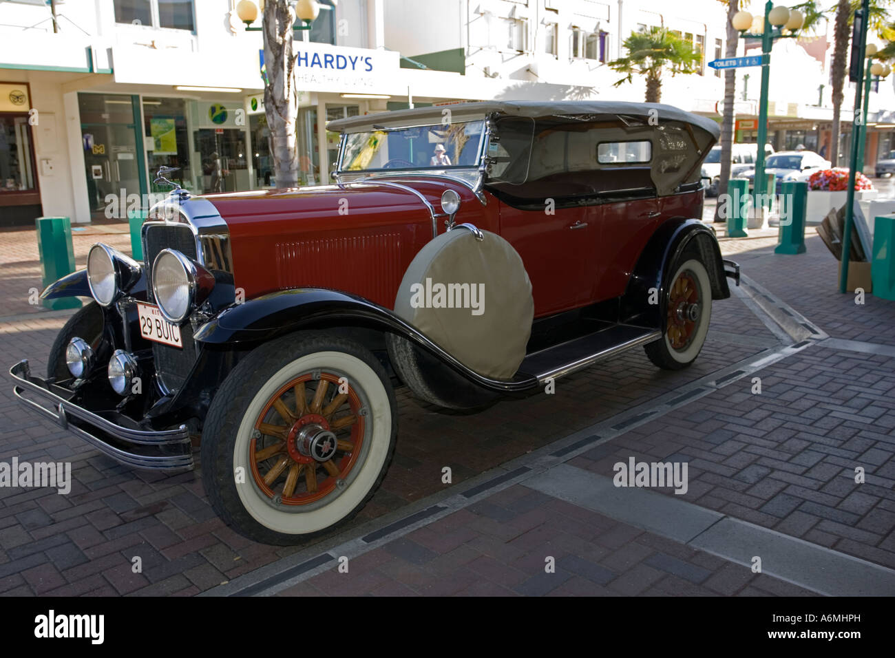 Vintage Buick classic motor car parked in main street during Art Deco weekend Napier North Island New Zealand Stock Photo