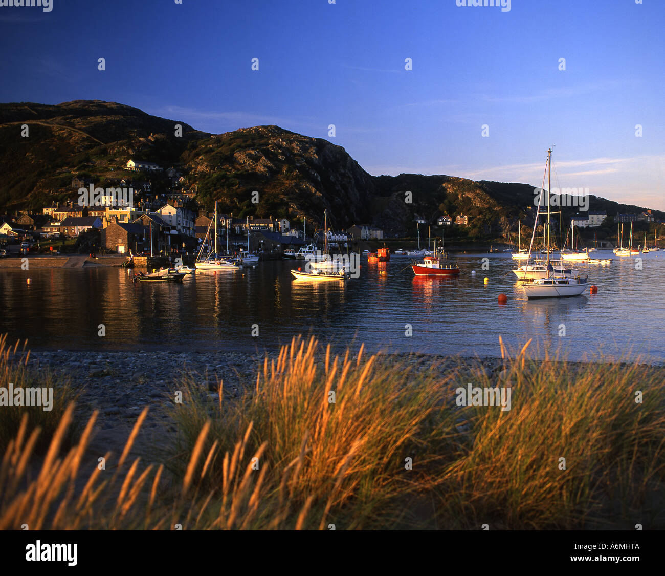 Barmouth harbour Mawddach estuary Snowdonia National Park Gwynedd Mid Wales UK Stock Photo