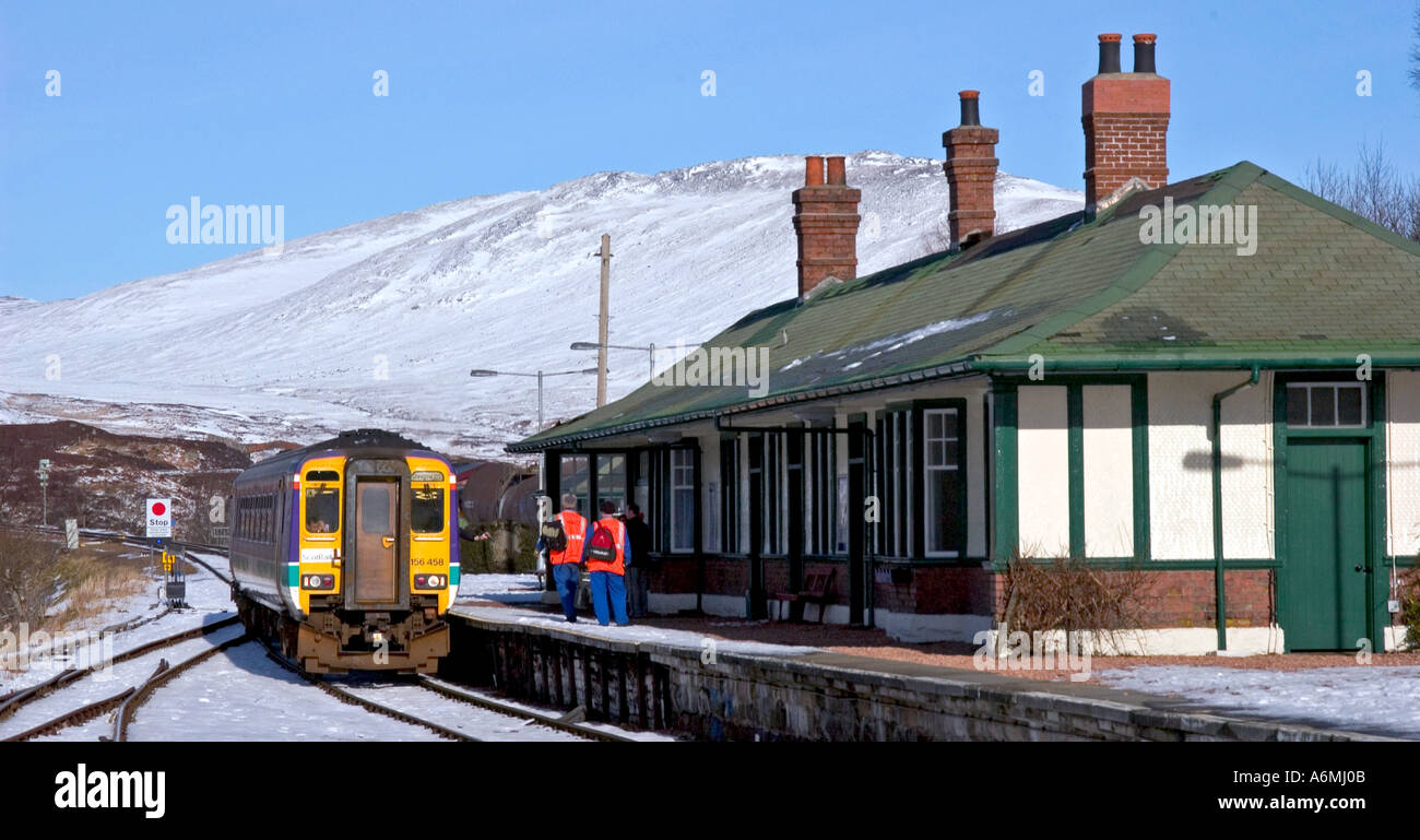 The famous Rannoch Station in the Scottish Highlands in winter Stock Photo