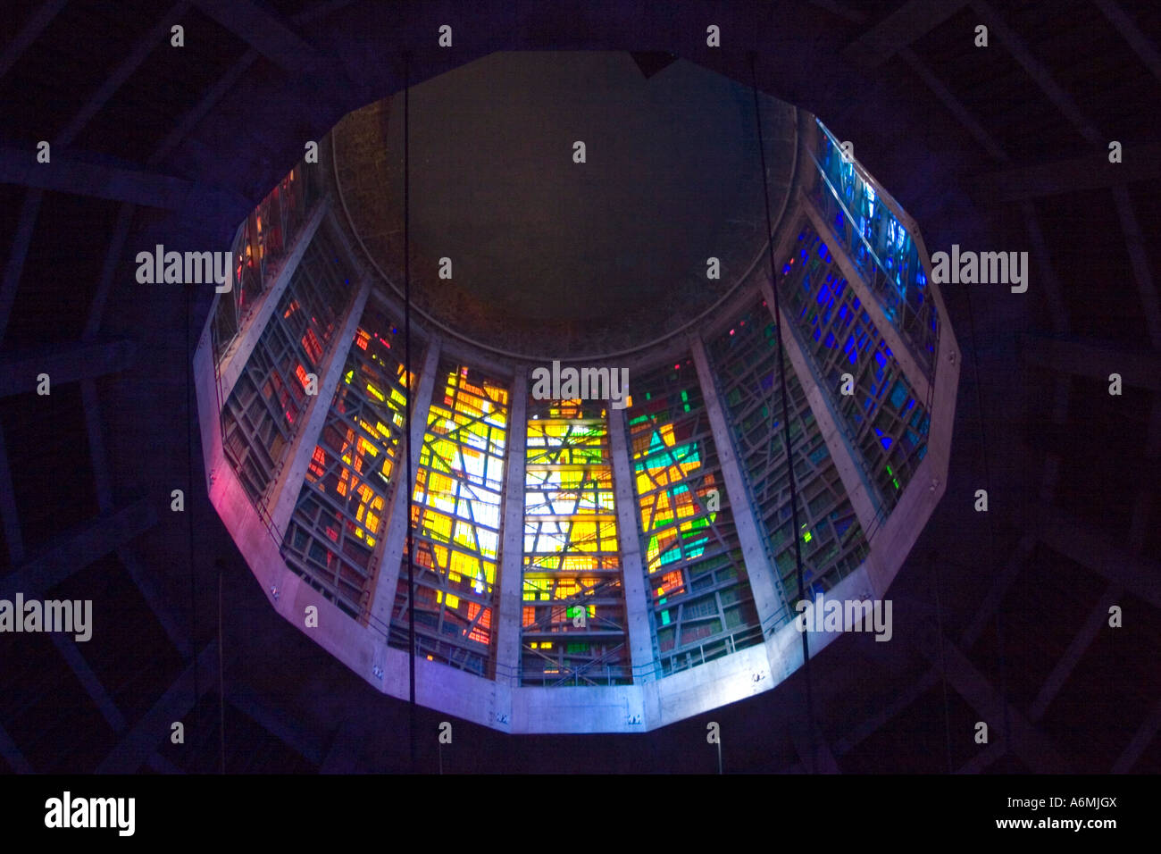 Stain glass windows of the lantern tower in the Metropolitan Cathedral