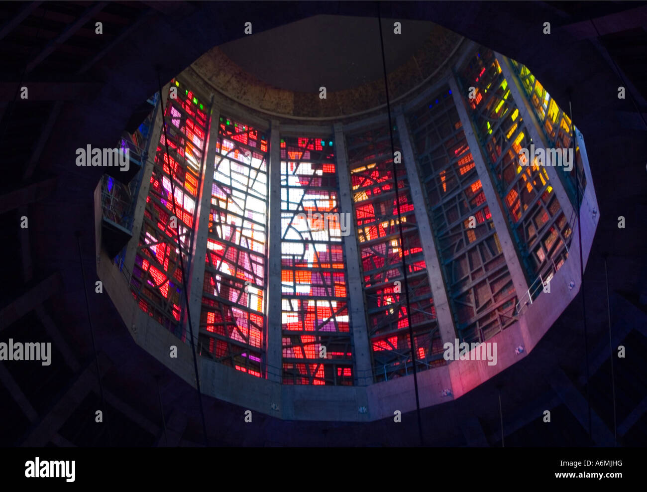 Stain glass windows of the lantern tower in the Metropolitan Cathedral
