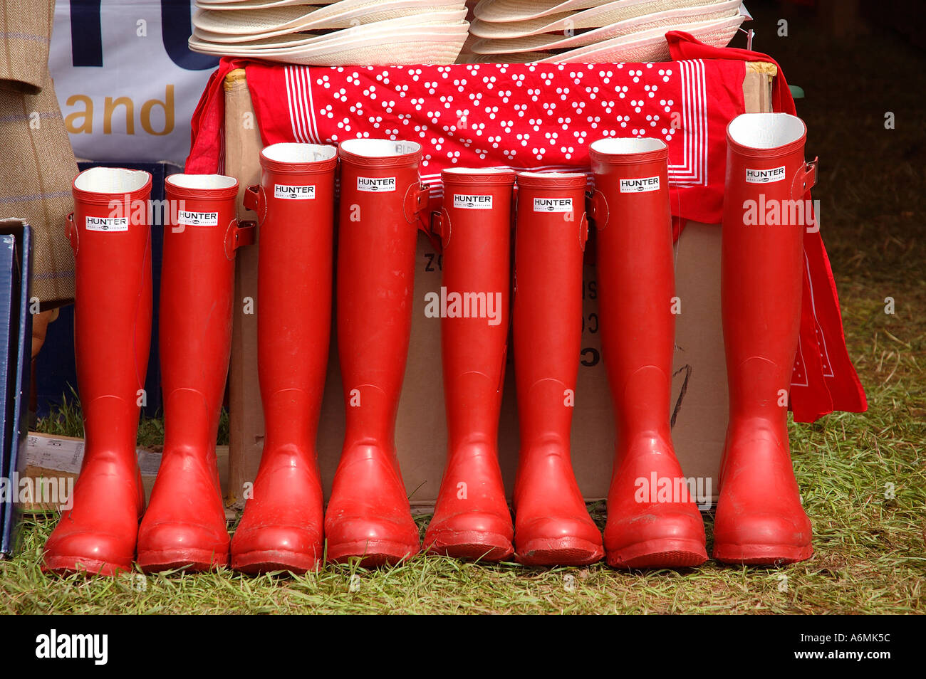 Red wellies Stock Photo