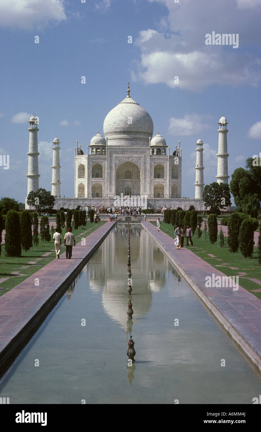The Taj Mahal or Crown Palace India s most famous architectural wonder A white marble mausoleum built 1631 48 in Agra Stock Photo