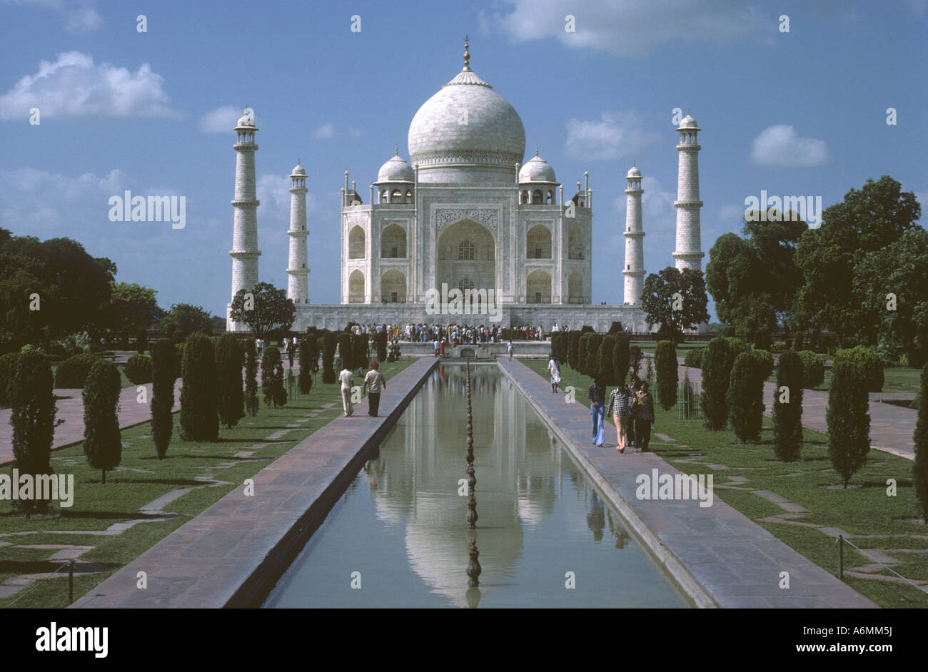 The Taj Mahal or Crown Palace India s most famous architectural wonder A white marble mausoleum built 1631 48 in Agra Stock Photo