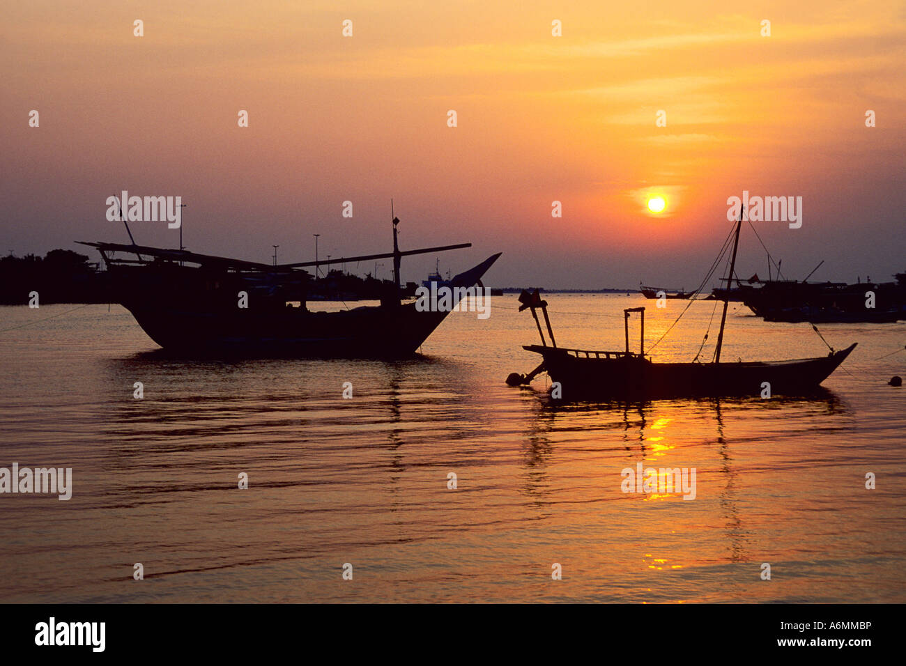 Batin harbour at sunset Abu Dhabi United Arab Emirates Stock Photo