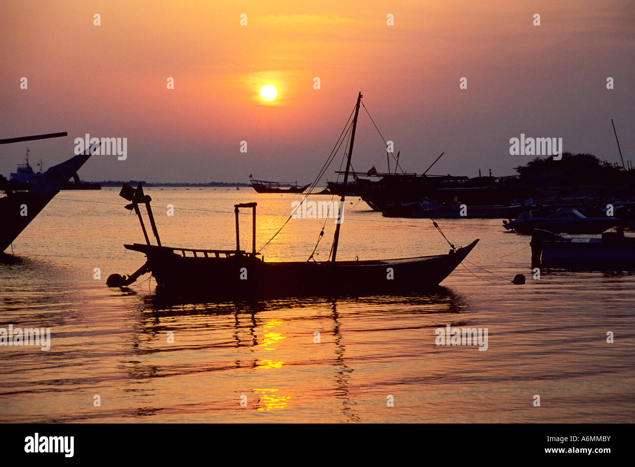 Batin harbour at sunset Abu Dhabi United Arab Emirates Stock Photo