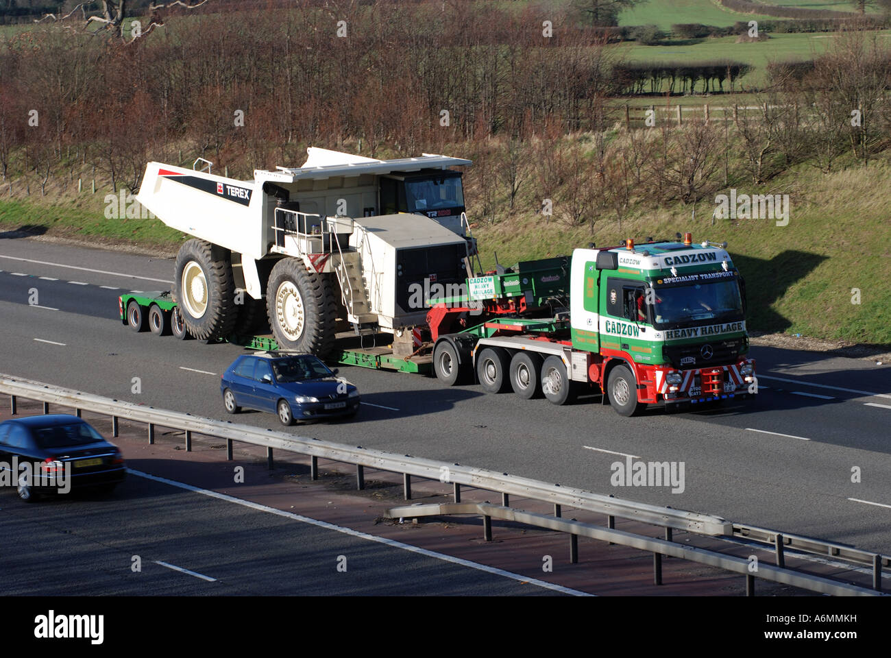 Lorry carrying large load on M40 motorway, Warwickshire, England, UK Stock Photo Alamy