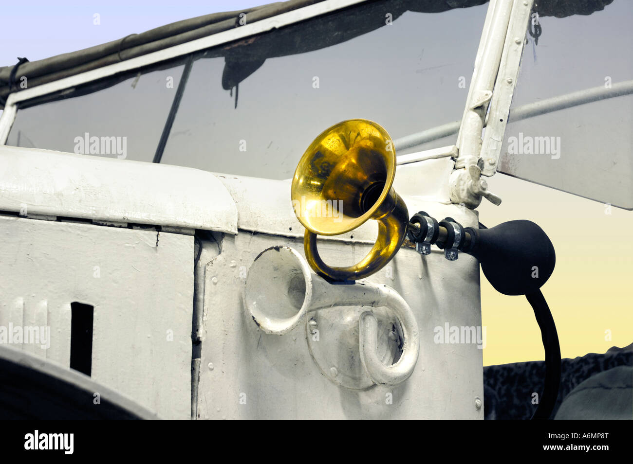 Auto horn on a retro car Stock Photo