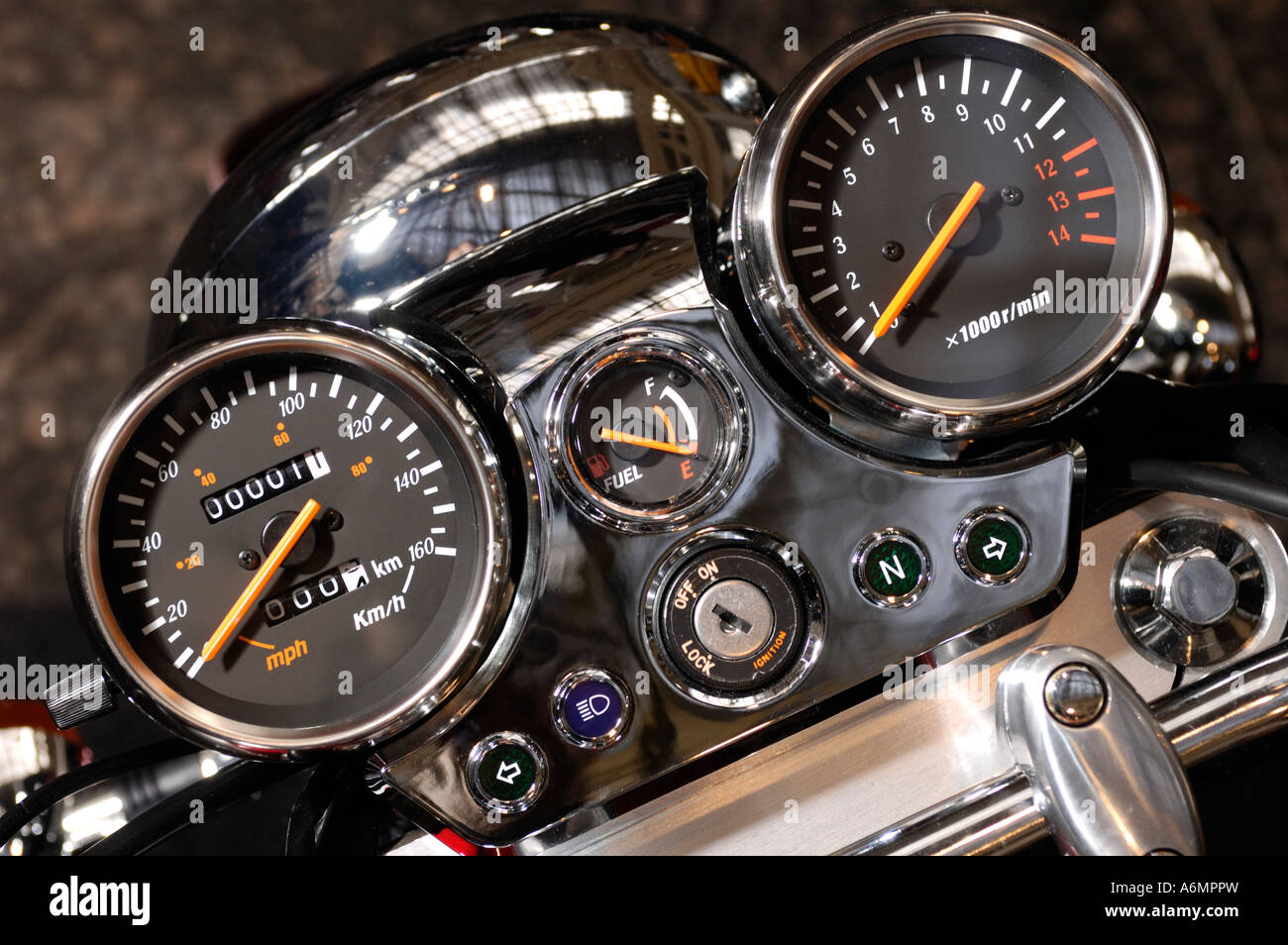Close up of a motorcycle dashboard Stock Photo Alamy