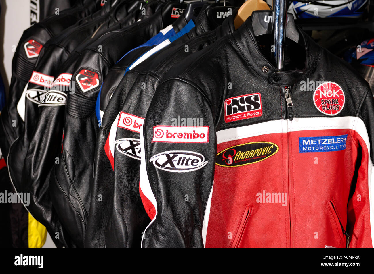 Leather jackets for motorcyclists Stock Photo Alamy