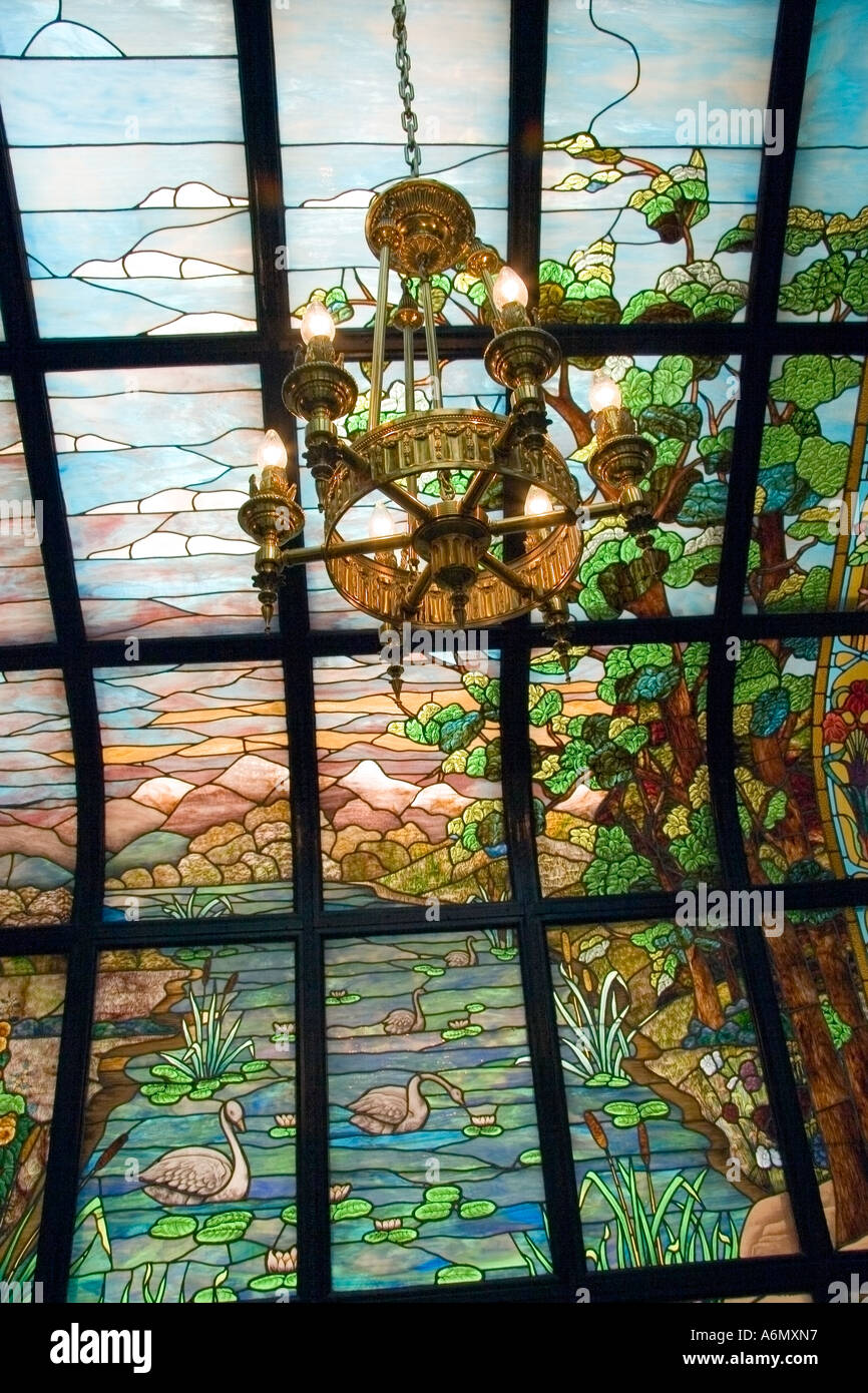 Stained glass window in interior of Parliament building, Quebec City