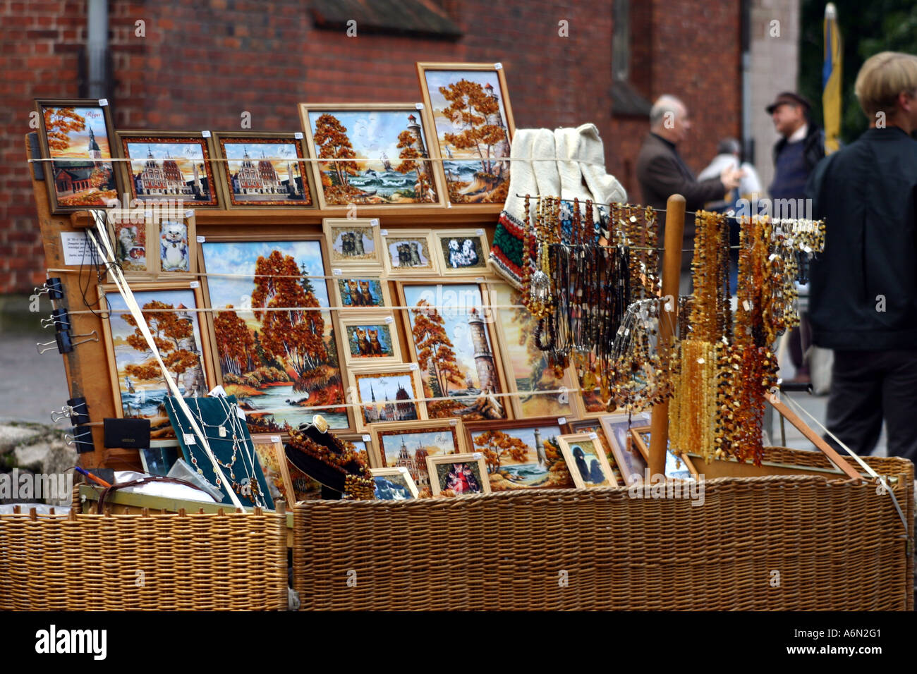 Tourist Souvenir Stand in Riga Old Town in Latvia Stock Photo