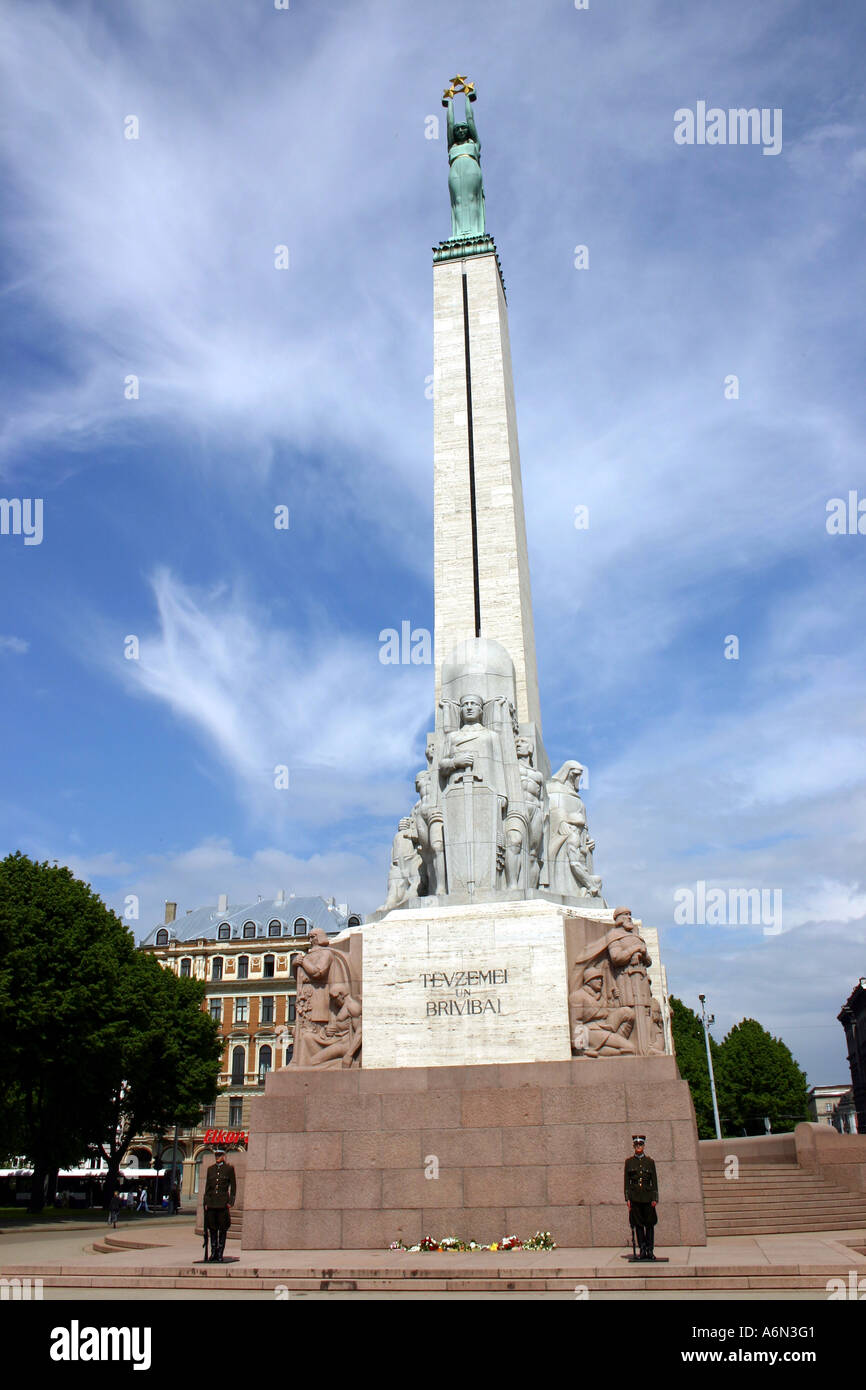FREEDOM MONUMENT in Riga in Latvia Stock Photo