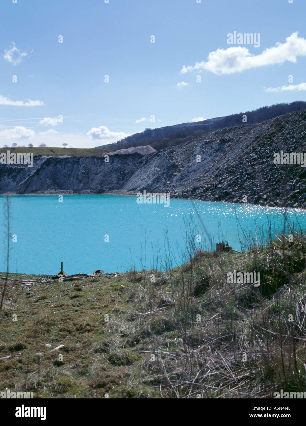 Settling pond at a quarry above Horton-in-Ribblesdale, North Stock ...