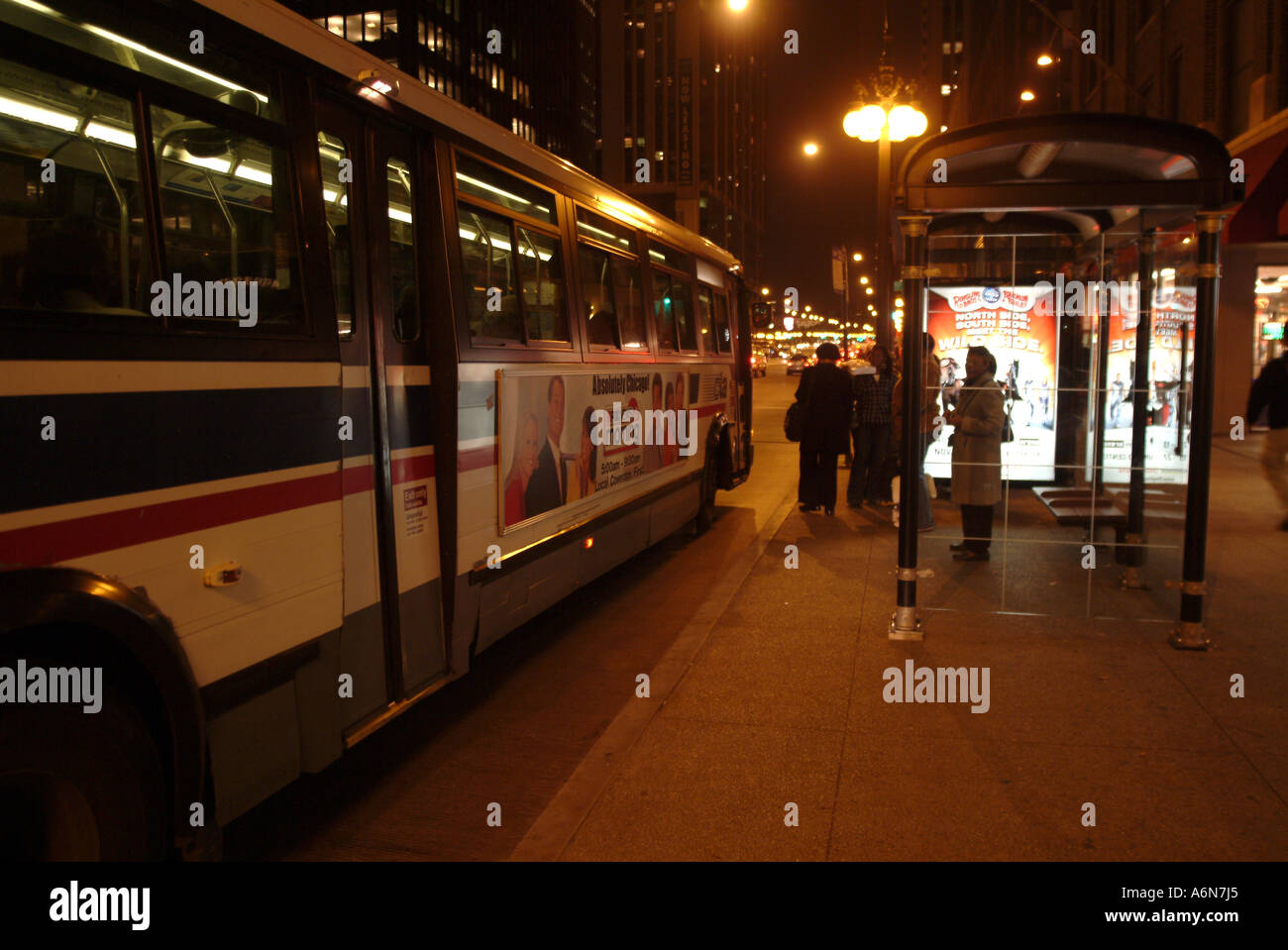 Catching the night bus Stock Photo