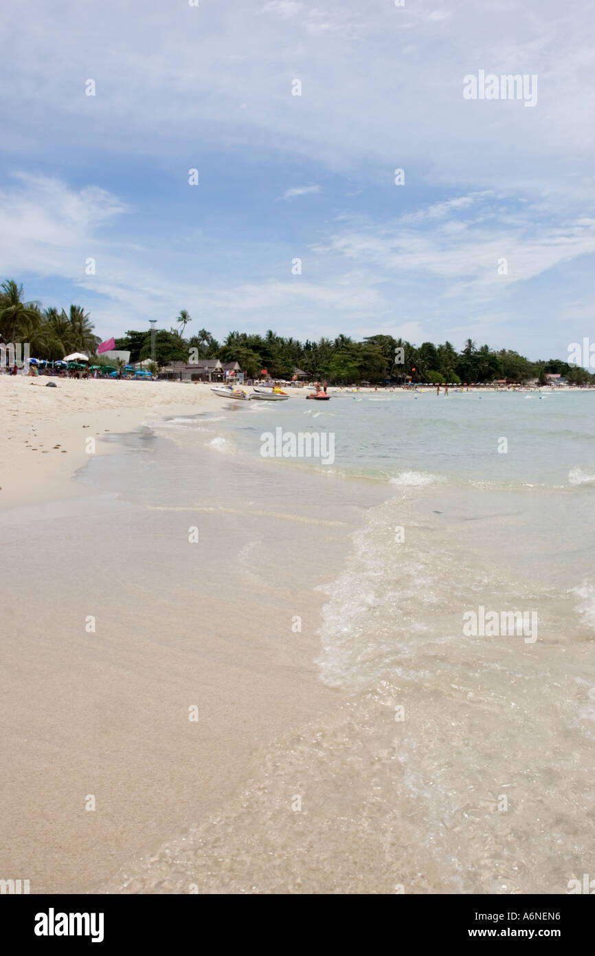 Vertical photograph of Chaweng Beach with jetskis in the background Stock Photo