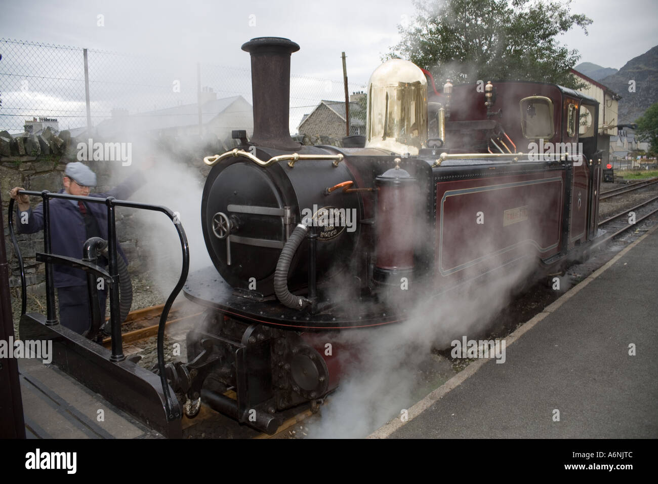 The steam engine Taliesin at Blaenau Ffestiniog station,Ffestiniog