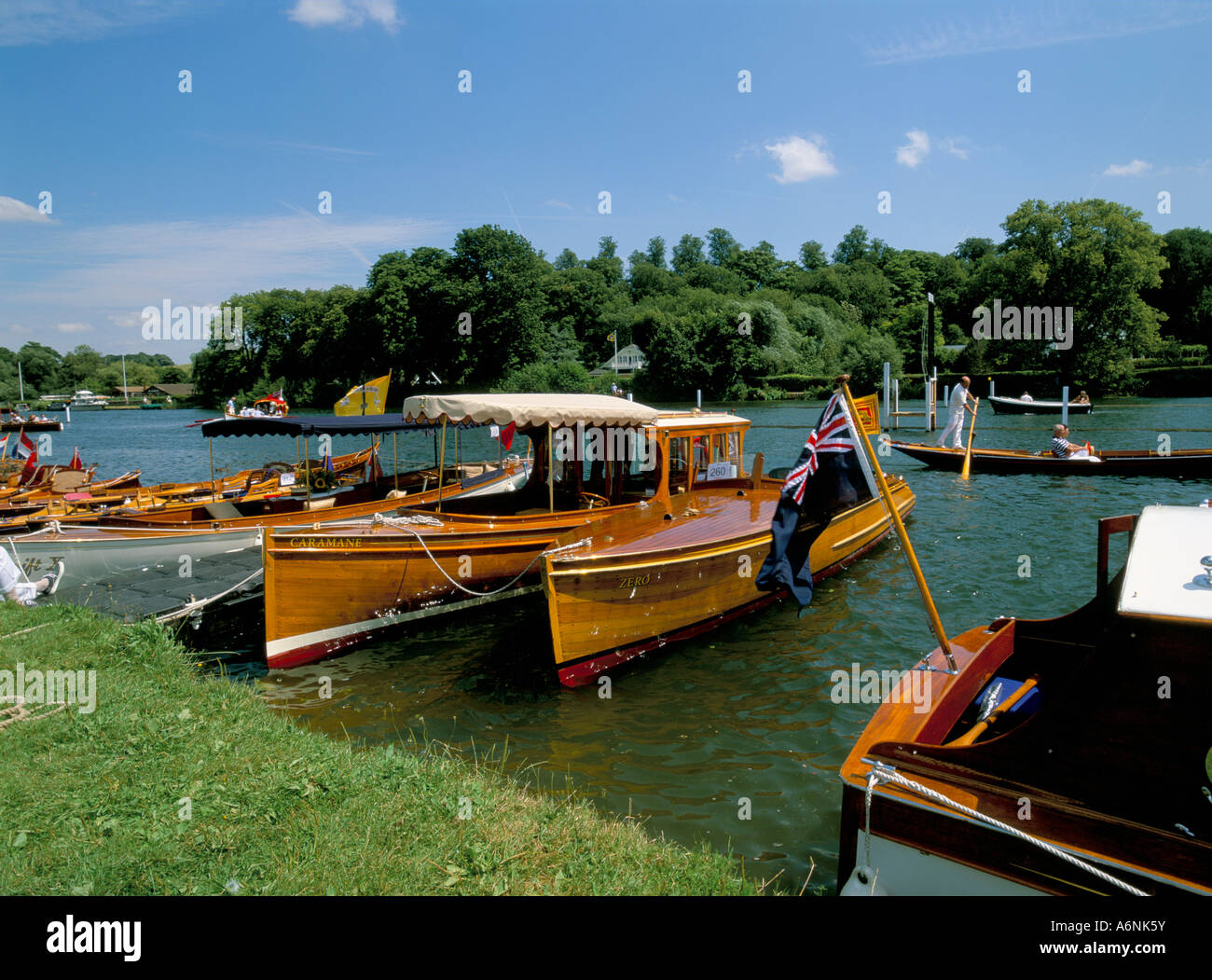 Traditional boat rally of old wooden boats at Henley Henley on Thames ...